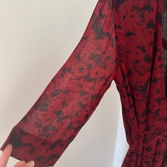 GANNI Light Georgette Wrap Midi Dress in Syrah (Red-Black Floral Print) - Picture 6 of 11